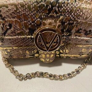 Valentino Snakeskin Patterned Bag - Gold and Brown